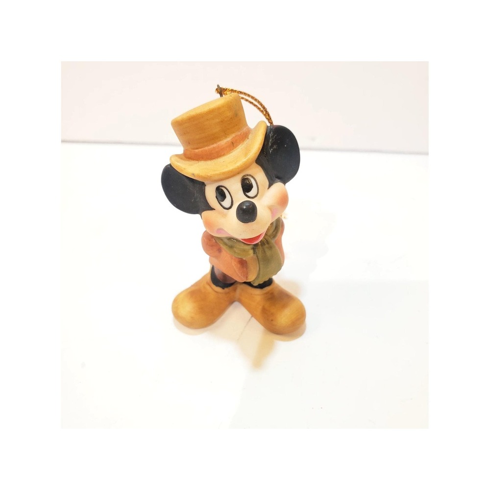 VTG Disney Mickey Mouse Christmas Ornament Porcelain Japan Dickens Scrooge 3"